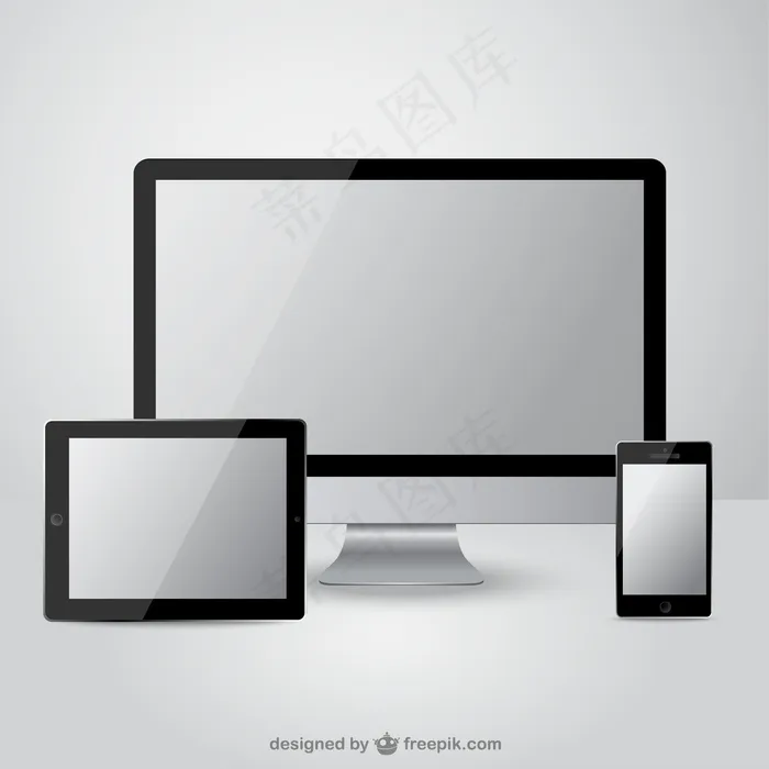 现实的小工具与空白屏幕ai矢量模版下载