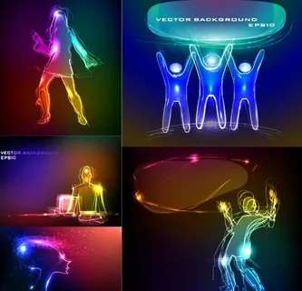 耀斑的人物剪影矢量素材