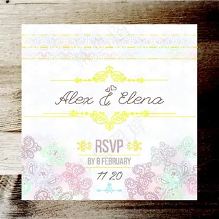 浪漫花纹花朵婚礼请柬模板下载