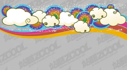 可爱的云朵潮流矢量彩虹的背景材料eps,ai矢量模版下载