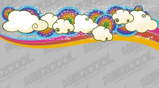 可爱的云朵潮流矢量彩虹的背景材料