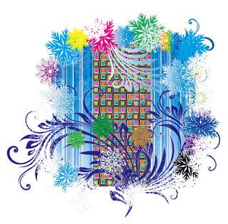 彩色的雪花矢量素材