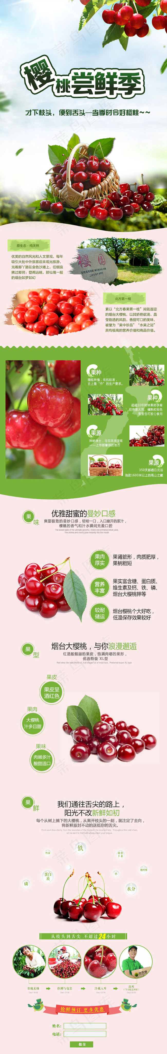 樱桃水果尝鲜季psd手机详情页介绍页(640X4020(DPI:72))cdr矢量模版下载