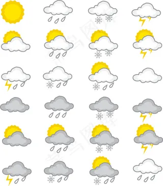 气象预报天气标识矢量图 AI
