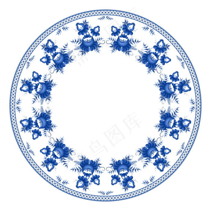 手绘梦幻青花花纹矢量素材