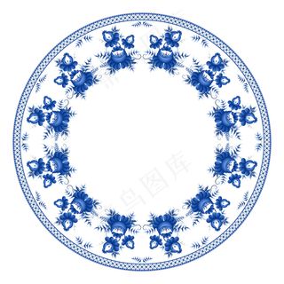 手绘梦幻青花花纹矢量素材