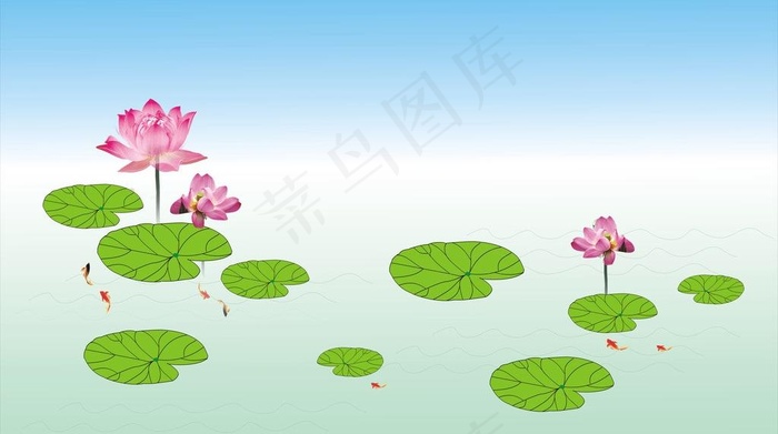 荷花池塘图片cdr矢量模版下载
