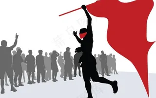 *游行示威人物剪影图片