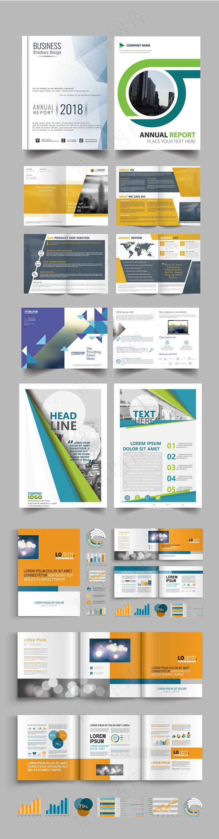 时尚商务折页单页矢量设计模板