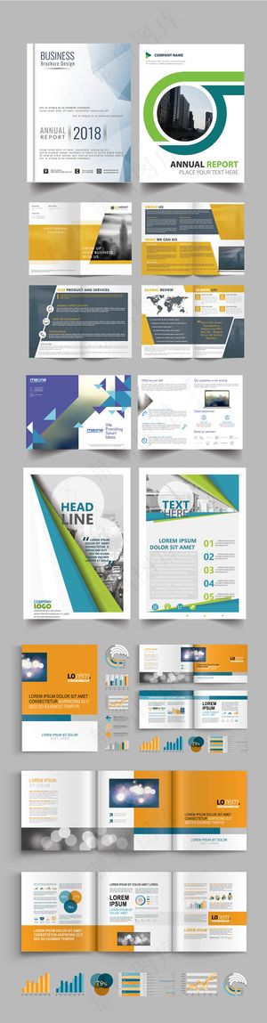 时尚商务折页单页矢量设计模板