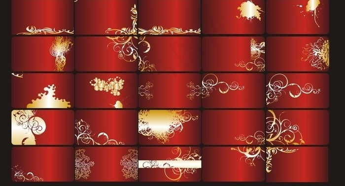 名片 金色花纹图片cdr矢量模版下载