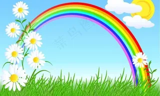 彩虹草地白花图片