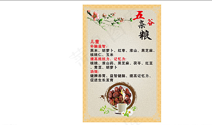 五谷杂粮展板图片(210X297)cdr矢量模版下载