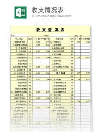 收支情况表格