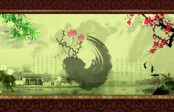 中国风背景图图片(4370X3071(DPI:300))psd模版下载