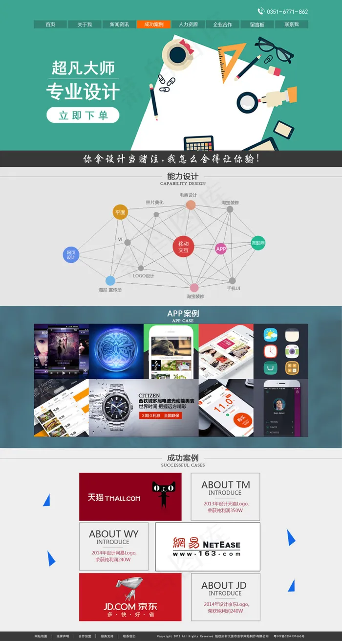 成功案例子页psd模版下载
