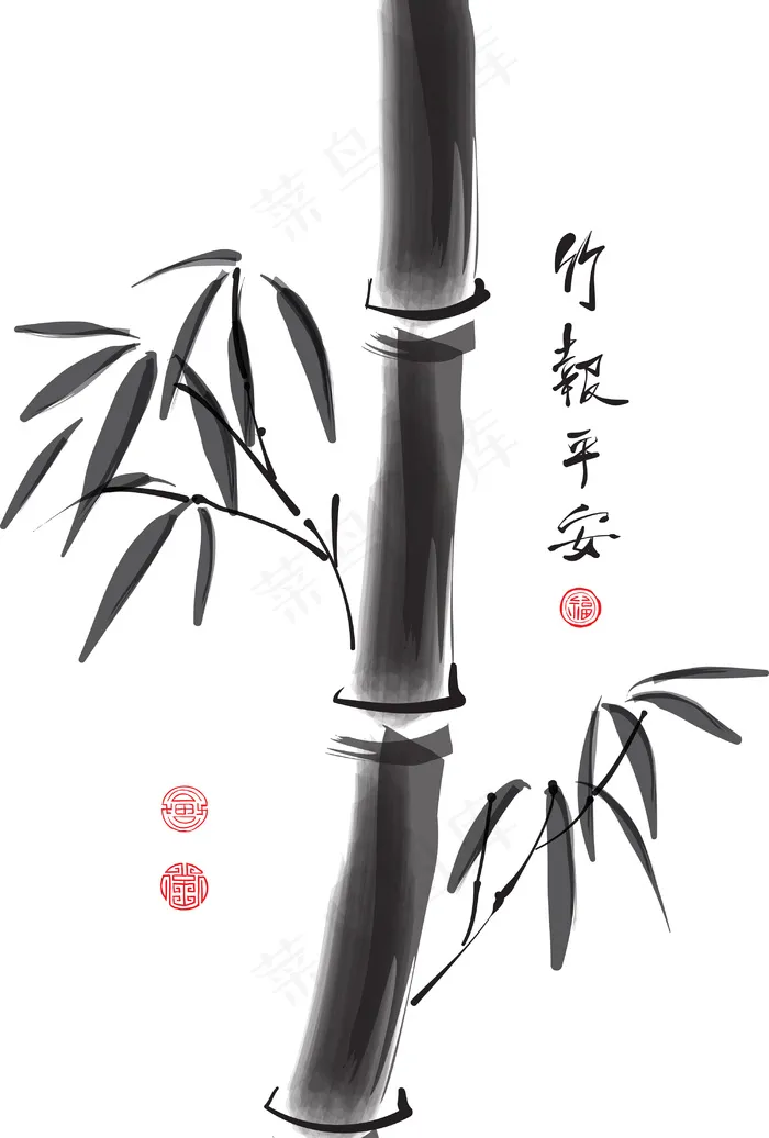 翻译：矢量竹画好eps,ai矢量模版下载