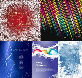 5款缤纷圣诞节背景矢量素材