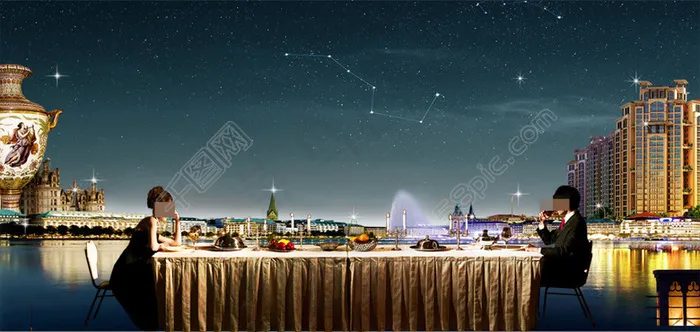 夜晚浪漫约会房地产广告(5669X2693(DPI:300))psd模版下载
