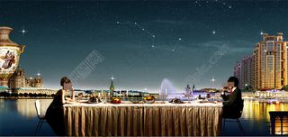 夜晚浪漫约会房地产广告