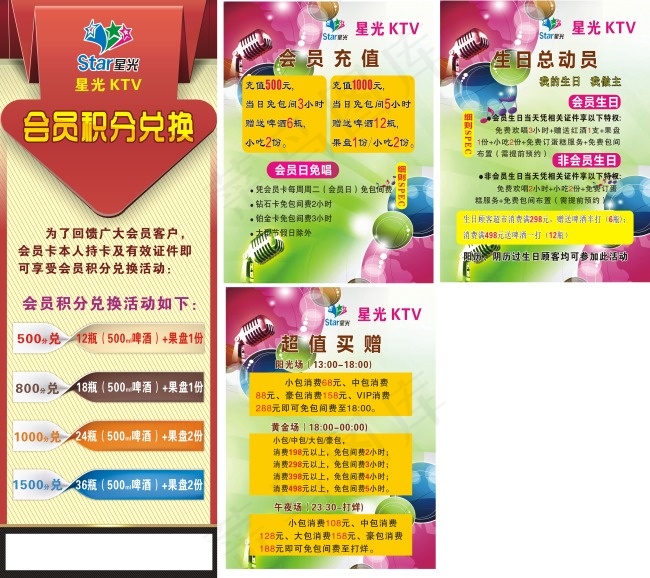 KTV会员积分兑换导视牌(600X1600)cdr矢量模版下载