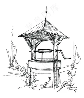矢量亭子素描手绘稿图片 矢量亭子素描手绘稿图片
