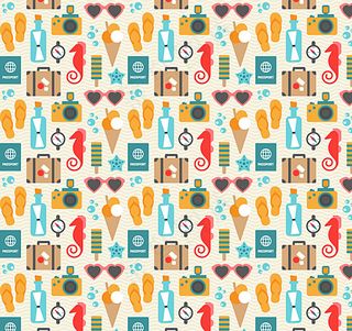 彩色夏季元素无缝背景矢量图图片