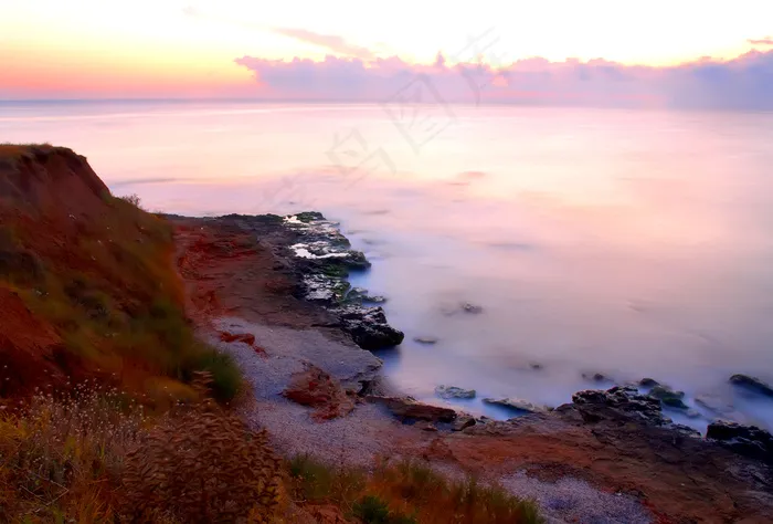 海岸落日景色图片