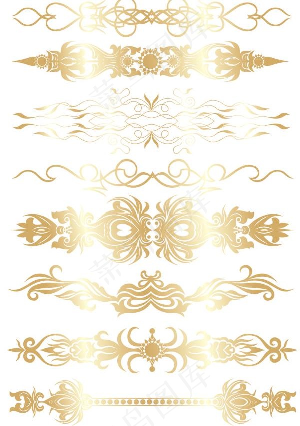 欧式金色纹样花边矢量图 AI