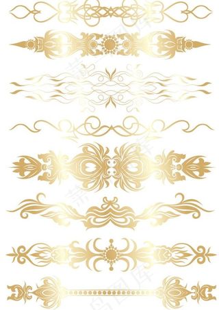 欧式金色纹样花边矢量图 AI