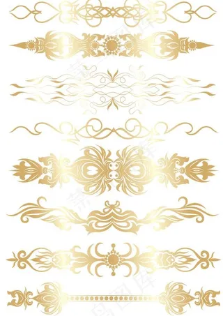 欧式金色纹样花边矢量图 AI