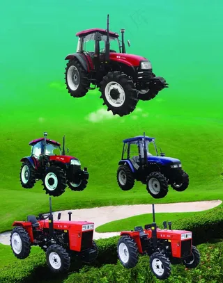 草地东方红拖拉机图片