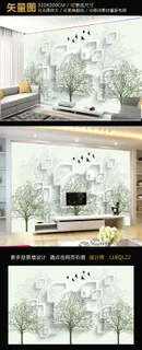 3D立体现代简约抽象树电视背景墙 3D立体现代简约抽象树电视背景墙