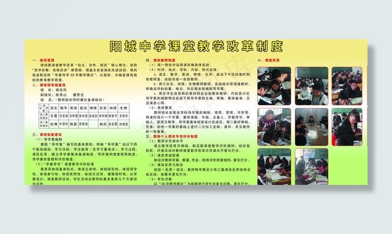 中学课堂改革制度展板图片