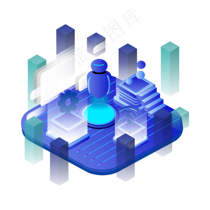 商用矢量2.5D风人工智能元素商用矢量2.5D风人工智能元素