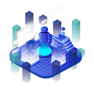 商用矢量2.5D风人工智能元素商用矢量2.5D风人工智能元素