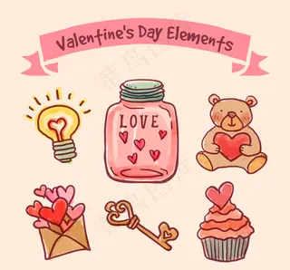彩绘情人节元素
