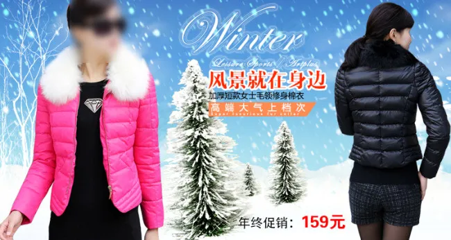 冬季淘宝女装促销活动海报棉衣雪景下...psd模版下载