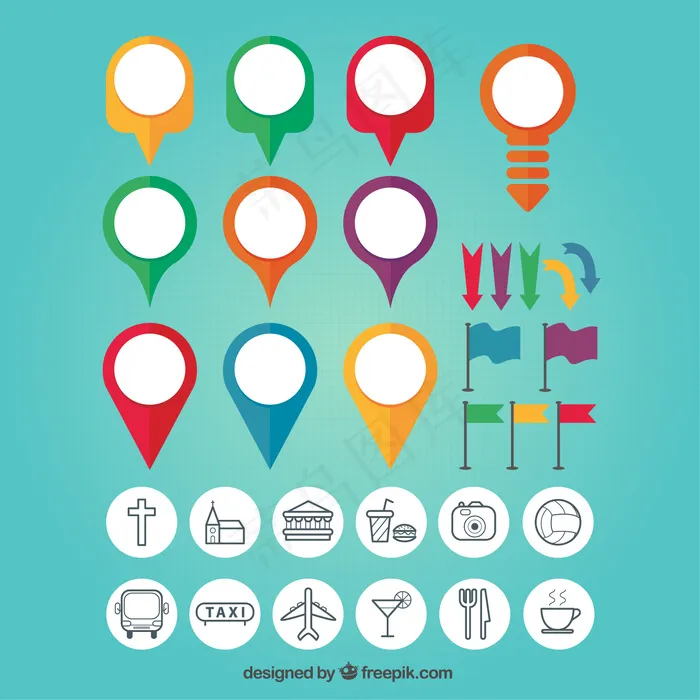 地图针彩色设置ai矢量模版下载