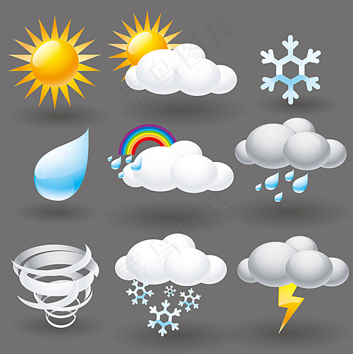 卡通天气图标矢量素材图片