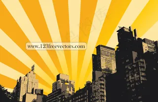 日出的插图背景建筑