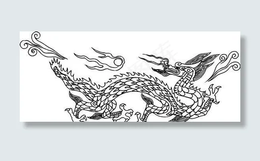 龙纹 中华传统 花纹 黑白 装饰 AI 龙纹 中华传统 花纹 黑白 装饰 AI