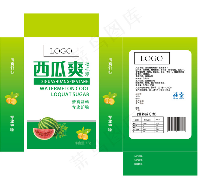 润喉糖 枇杷糖 包装设计ai矢量模版下载