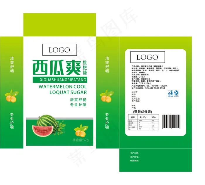 润喉糖 枇杷糖 包装设计ai矢量模版下载