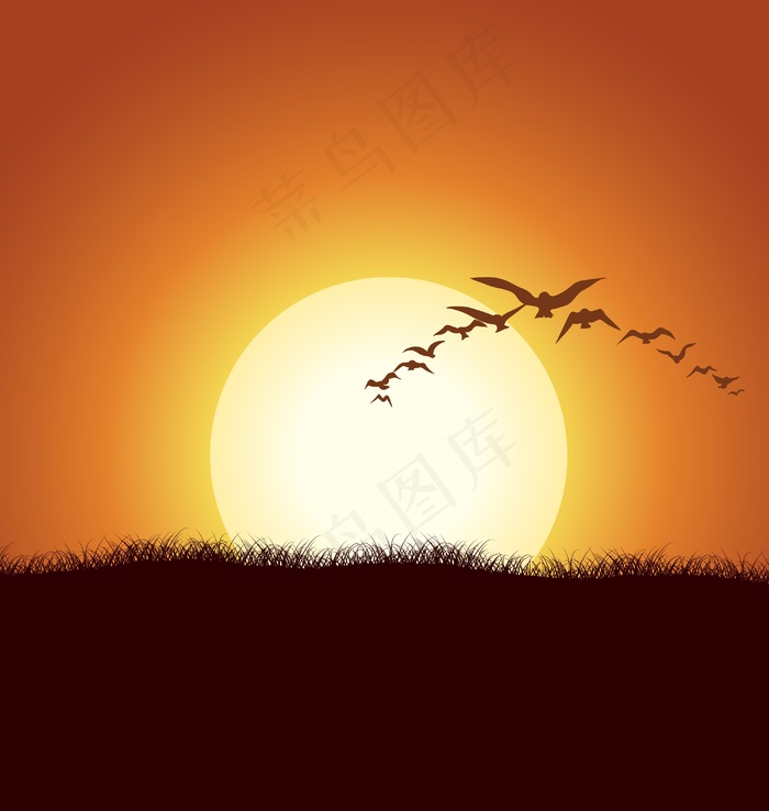 随着夏天的鸟群背景矢量