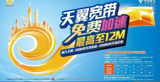 电信天翼光宽带免费加速广告图片