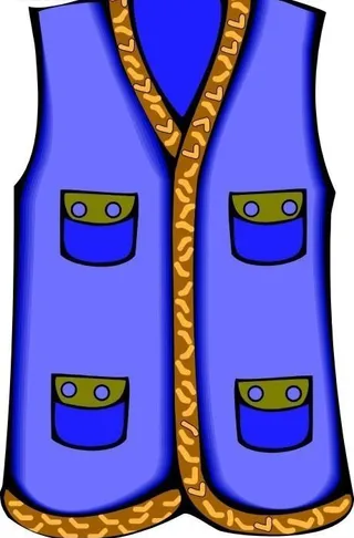 蓝色调四兜马甲设计