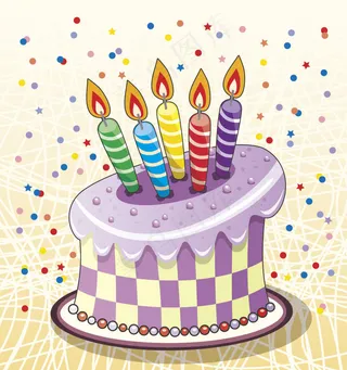 卡通芋头奶油生日蛋糕矢量素材