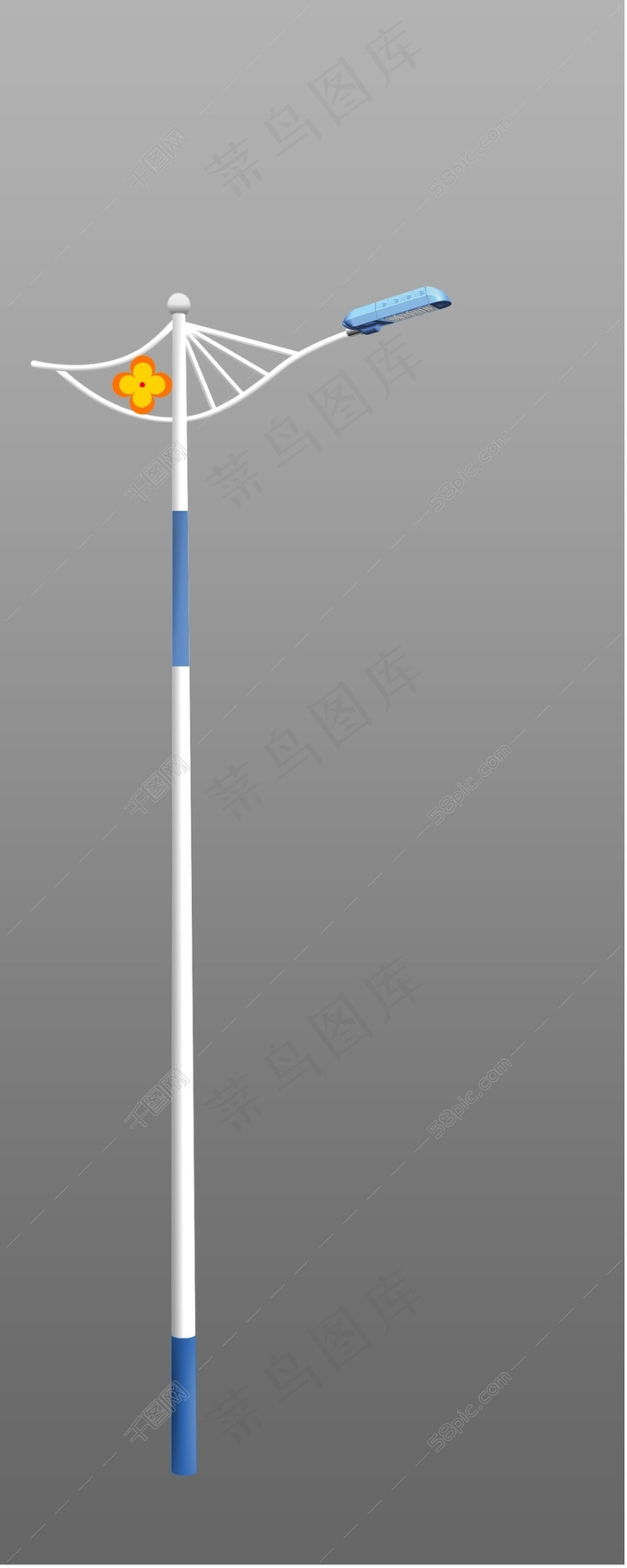 单臂桂花路灯造型效果图psd模版下载