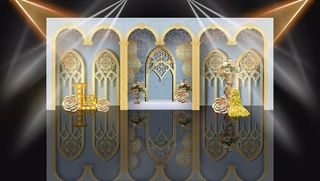 蓝灰婚礼迎宾区